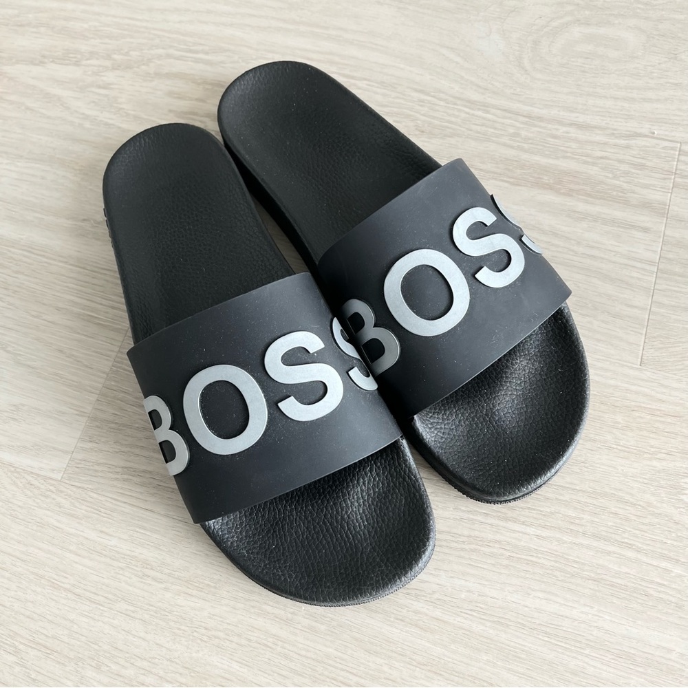 Boss Bay Slide Sandals Men Sz 12 - Black